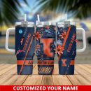 Illinois Fighting Illini NCAA Custom Stanley Quencher 30oz-40oz Stainless Steel Tumbler Hot And Cold Tumbler