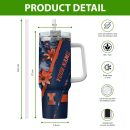 Illinois Fighting Illini NCAA Custom Stanley Quencher 30oz-40oz Stainless Steel Tumbler Hot And Cold Tumbler