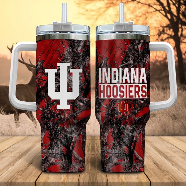 Indiana Hoosiers NCAA Hunting Custom Stanley Quencher 30oz-40oz Stainless Steel Tumbler Hot And Cold Tumbler
