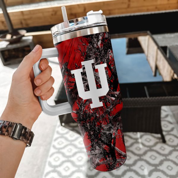 Indiana Hoosiers NCAA Hunting Custom Stanley Quencher 30oz-40oz Stainless Steel Tumbler Hot And Cold Tumbler - Image 2