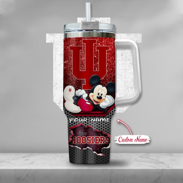 Indiana Hoosiers NCAA Mickey Mouse Custom Stanley Quencher 30oz-40oz Stainless Steel Tumbler Hot And Cold Tumbler - Image 2