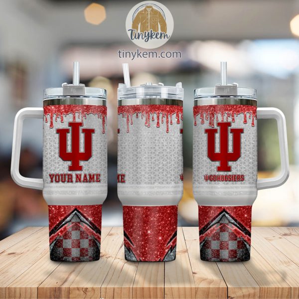 Indiana Hoosiers Glitter NCAA Custom Stanley Quencher 30oz-40oz Stainless Steel Tumbler Hot And Cold Tumbler - Image 2