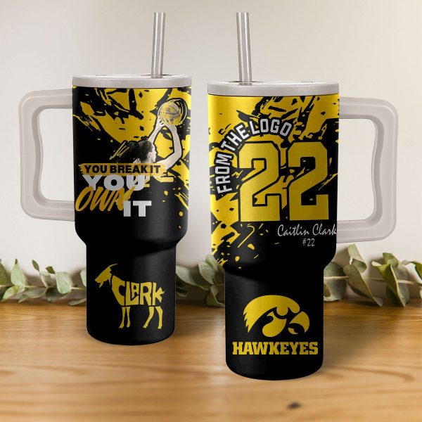 Caitlin Clark Iowa Hawkeyes NCAA Custom Stanley Quencher 30oz-40oz Stainless Steel Tumbler Hot And Cold Tumbler