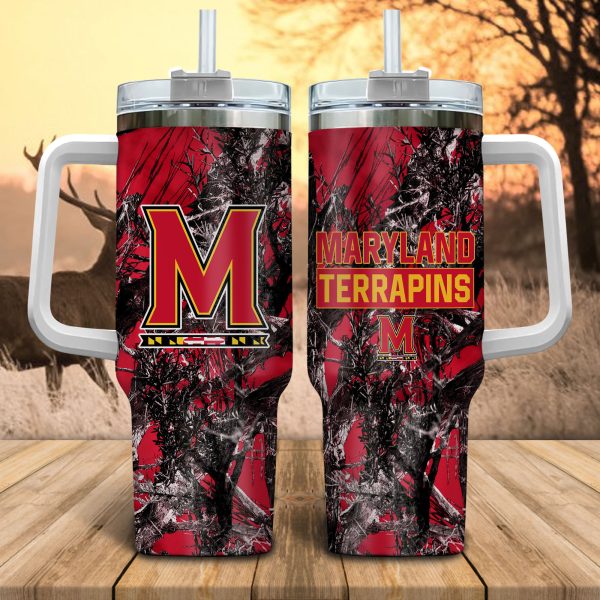 Maryland Terrapins NCAA Hunting Custom Stanley Quencher 30oz-40oz Stainless Steel Tumbler Hot And Cold Tumbler