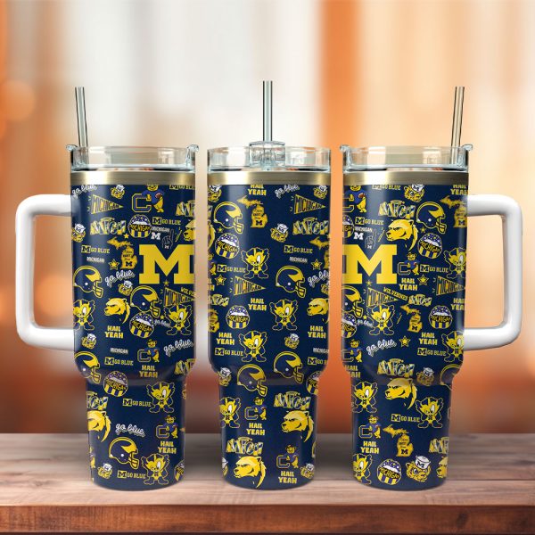 Michigan Wolverines NCAA Sports Custom Stanley Quencher 30oz-40oz Stainless Steel Tumbler Hot And Cold Tumbler