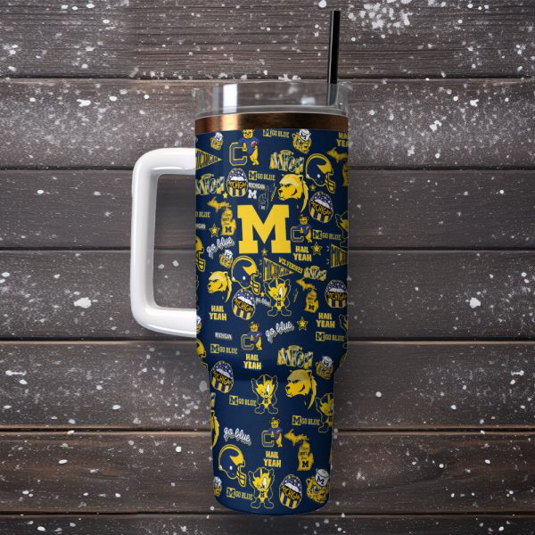 Michigan Wolverines NCAA Sports Custom Stanley Quencher 30oz-40oz Stainless Steel Tumbler Hot And Cold Tumbler - Image 2