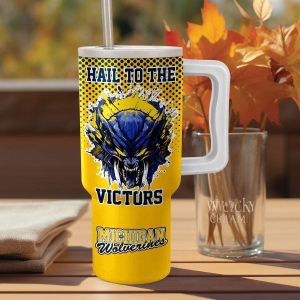 Michigan Wolverines football NCAA Custom Stanley Quencher 30oz-40oz Stainless Steel - Image 2