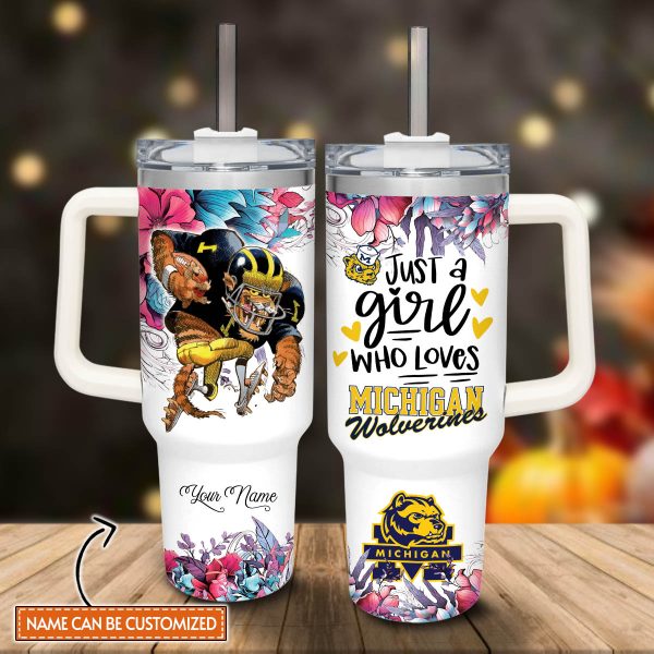 Michigan Wolverines NCAA Custom Stanley Quencher 30oz-40oz Stainless Steel Tumbler Hot And Cold Tumbler