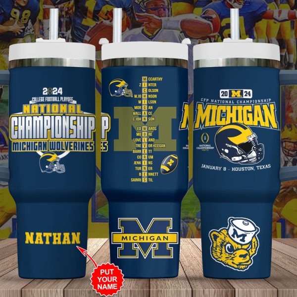 Michigan Wolverines NCAA Custom Stanley Quencher 30oz-40oz Stainless Steel Tumbler Hot And Cold Tumbler