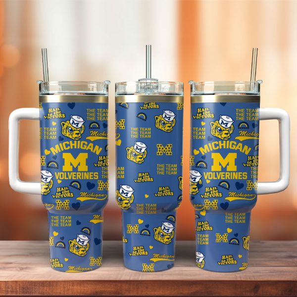 Michigan Wolverines Football NCAA Sport Custom Stanley Quencher 30oz-40oz Stainless Steel Tumbler Hot And Cold Tumbler