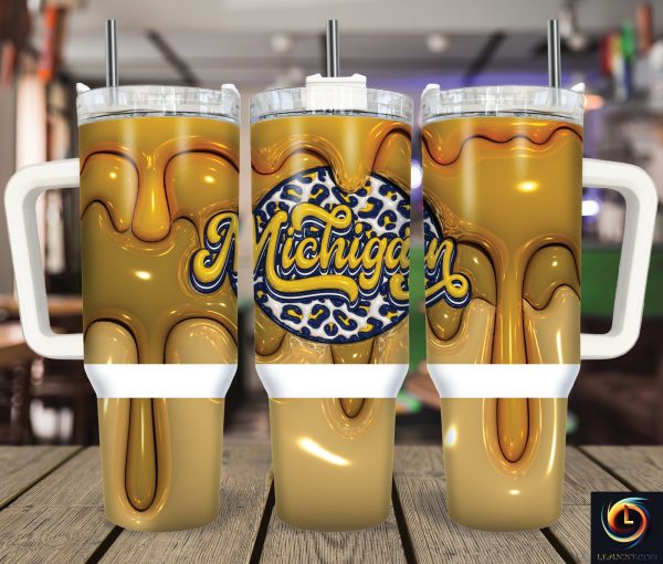 Michigan Wolverines NCAA Custom Stanley Quencher 30oz-40oz Stainless Steel Tumbler Hot And Cold Tumbler