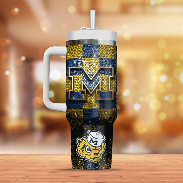 Michigan Wolverines football NCAA Custom Stanley Quencher 30oz-40oz Stainless Steel Tumbler Hot And Cold Tumbler - Image 2