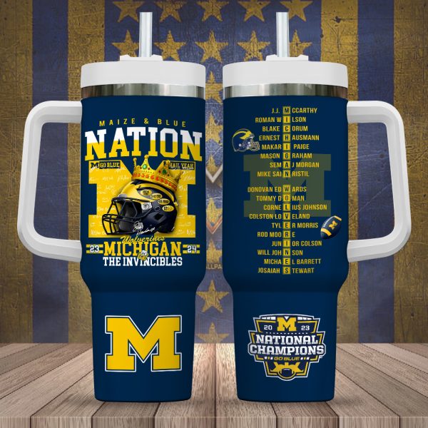 Michigan Wolverines Football NCAA Custom Stanley Quencher 30oz-40oz Stainless Steel Tumbler Hot And Cold Tumbler