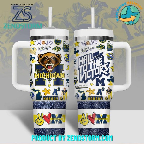 Michigan Wolverines NCAA Football Stanley Tumbler Hot And Cold Tumbler - ZenostormCustom Stanley Quencher 30oz-40oz Stainless Steel Tumbler Hot And Cold Tumbler