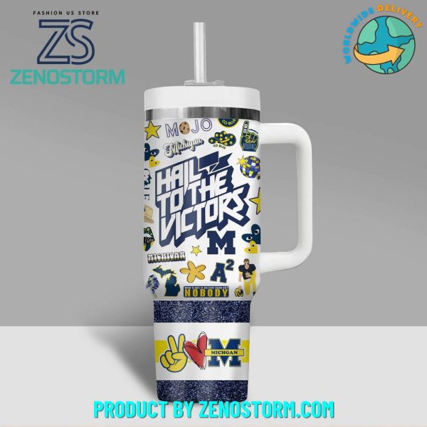 Michigan Wolverines NCAA Football Stanley Tumbler Hot And Cold Tumbler - ZenostormCustom Stanley Quencher 30oz-40oz Stainless Steel Tumbler Hot And Cold Tumbler - Image 2