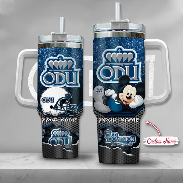 NCAA Old Dominion Monarchs Mickey Mouse Custom Stanley Quencher 30oz-40oz Stainless Steel Tumbler Hot And Cold Tumbler