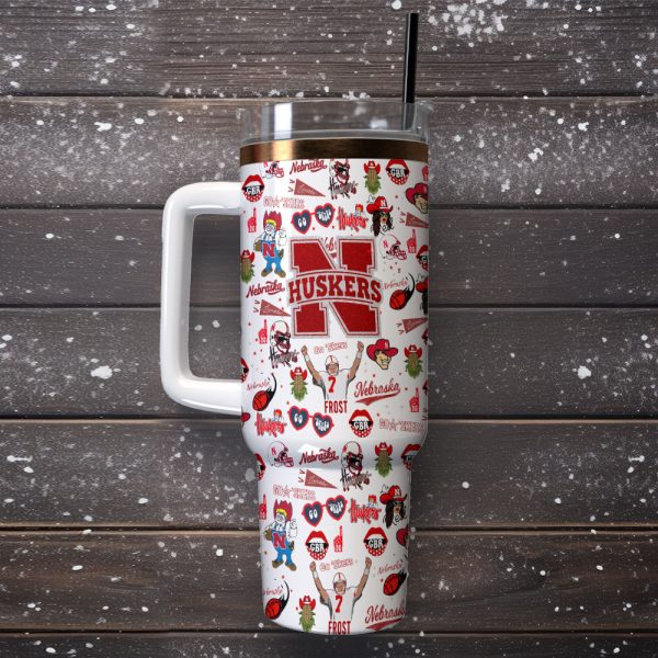 Nebraska Cornhuskers NCAA Sports Custom Stanley Quencher 30oz-40oz Stainless Steel Tumbler Hot And Cold Tumbler - Image 2