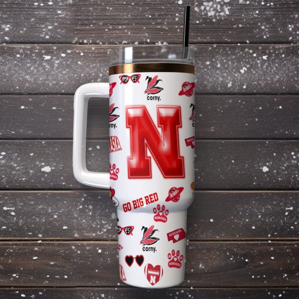 Nebraska Cornhuskers NCAA Custom Stanley Quencher 30oz-40oz Stainless Steel Tumbler Hot And Cold Tumbler - Image 2