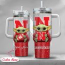 NCAA Nebraska Cornhuskers Baby Yoda Custom Stanley Quencher 30oz-40oz Stainless Steel Tumbler Hot And Cold Tumbler