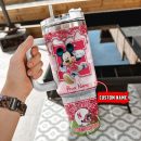 Nebraska Cornhuskers NCAA Mickey Mouse Glitter Custom Stanley Quencher 30oz-40oz Stainless Steel Tumbler Hot And Cold Tumbler
