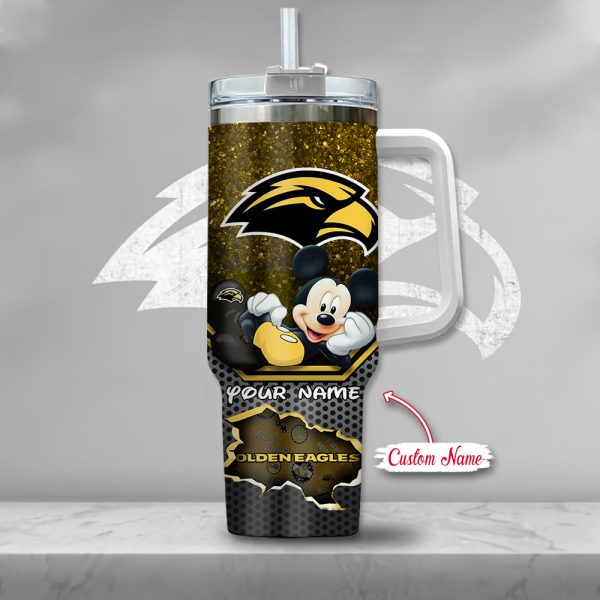 Southern Miss Golden Eagles NCAA Mickey Mouse Custom Stanley Quencher 30oz-40oz Stainless Steel Tumbler Hot And Cold Tumbler - Image 2