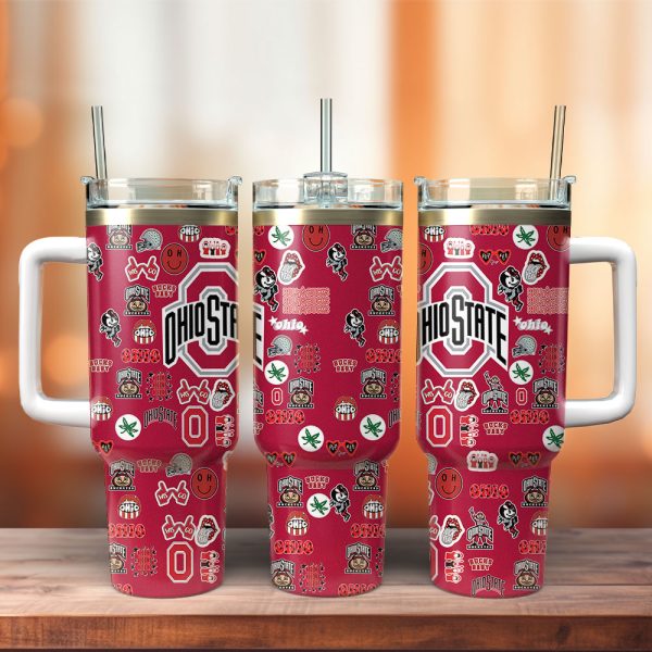 Ohio State Buckeyes NCAA Sports Custom Stanley Quencher 30oz-40oz Stainless Steel Tumbler Hot And Cold Tumbler