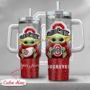 NCAA Ohio State Buckeyes Baby Yoda Custom Stanley Quencher 30oz-40oz Stainless Steel Tumbler Hot And Cold Tumbler