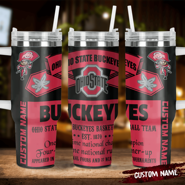 Ohio State Buckeyes NCAA Custom Stanley Quencher 30oz-40oz Stainless Steel Tumbler Hot And Cold Tumbler