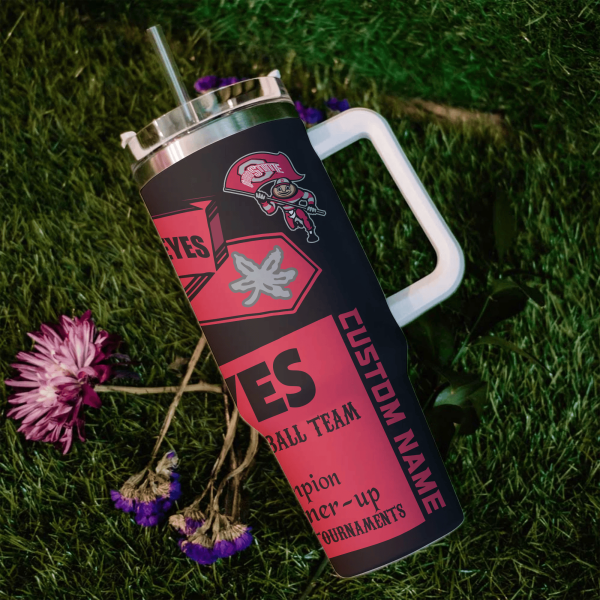 Ohio State Buckeyes NCAA Custom Stanley Quencher 30oz-40oz Stainless Steel Tumbler Hot And Cold Tumbler - Image 2