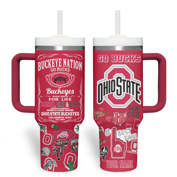 Ohio State Buckeyes NCAA Sports Custom Stanley Quencher 30oz-40oz Stainless Steel Tumbler Hot And Cold Tumbler