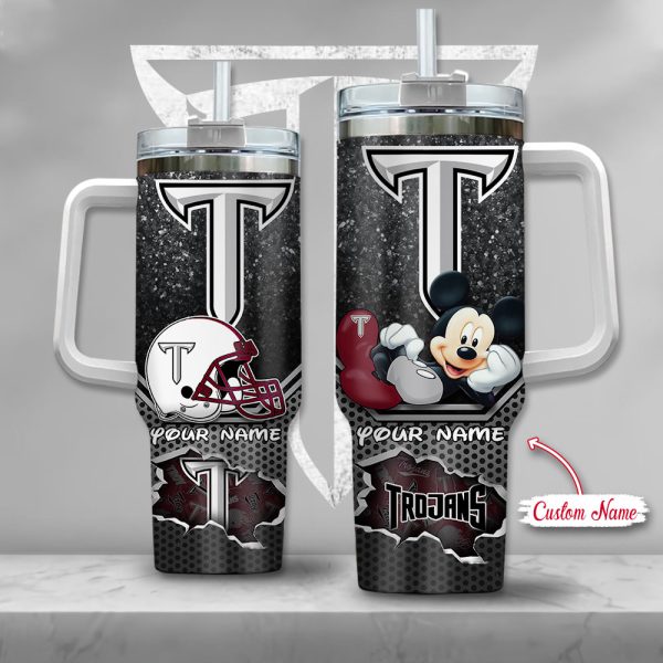 Troy Trojans NCAA Mickey Mouse Custom Stanley Quencher 30oz-40oz Stainless Steel Tumbler Hot And Cold Tumbler