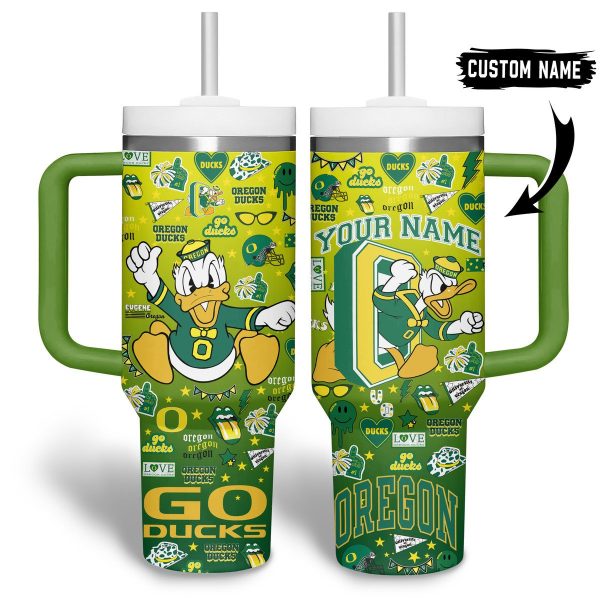 Oregon Ducks NCAA Custom Stanley Quencher 30oz-40oz Stainless Steel Tumbler Hot And Cold Tumbler