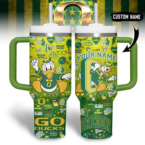Oregon Ducks NCAA Custom Stanley Quencher 30oz-40oz Stainless Steel Tumbler Hot And Cold Tumbler - Image 2