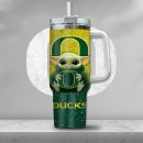 NCAA Oregon Ducks Baby Yoda Custom Stanley Quencher 30oz-40oz Stainless Steel Tumbler Hot And Cold Tumbler