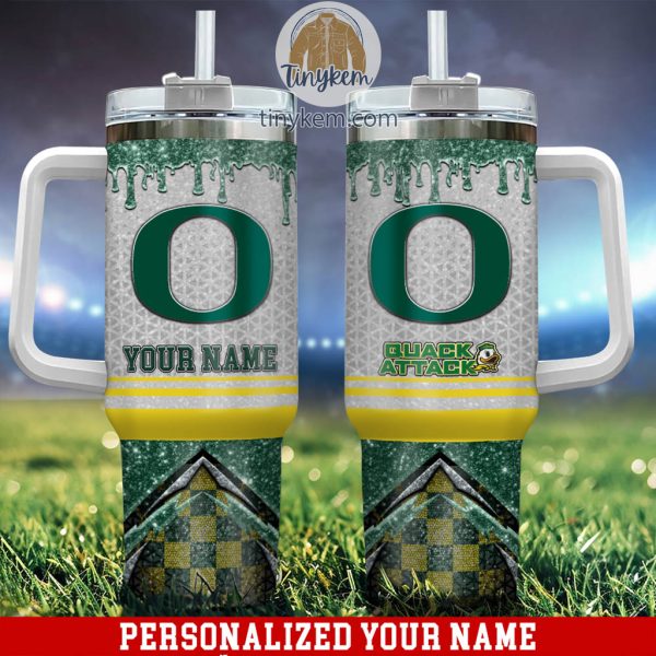 Oregon Ducks Glitter NCAA Custom Stanley Quencher 30oz-40oz Stainless Steel Tumbler Hot And Cold Tumbler