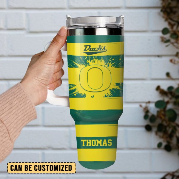 Oregon Ducks Basketball NCAA Custom Stanley Quencher 30oz-40oz Stainless Steel Tumbler Hot And Cold Tumbler - Image 2