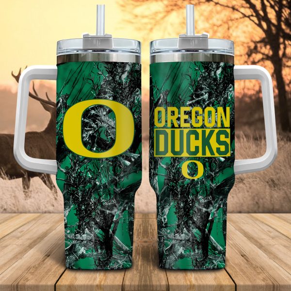 Oregon Ducks NCAA Hunting Custom Stanley Quencher 30oz-40oz Stainless Steel Tumbler Hot And Cold Tumbler