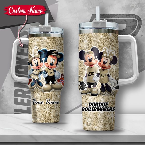 NCAA Purdue Boilermakers Mickey And Minnie Couple Custom Stanley Quencher 30oz-40oz Stainless Steel Tumbler Hot And Cold Tumbler