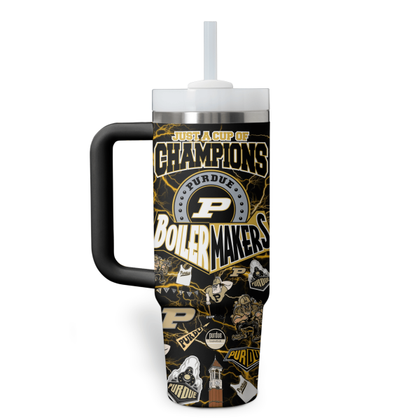 Purdue Boilermakers NCAA Custom Stanley Quencher 30oz-40oz Stainless Steel Tumbler Hot And Cold Tumbler - Image 2