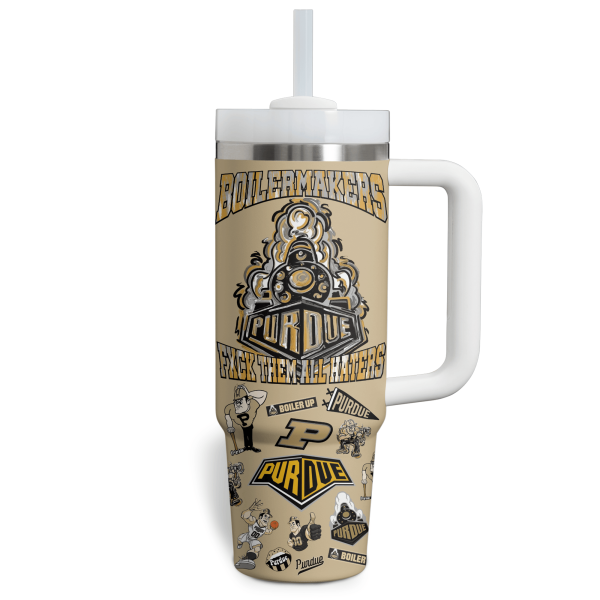 Purdue Boilermakers NCAA Custom Stanley Quencher 30oz-40oz Stainless Steel Tumbler Hot And Cold Tumbler - Image 2