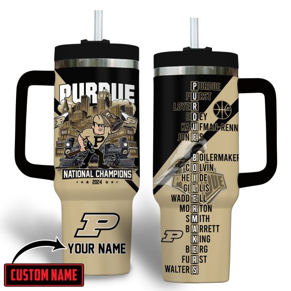 Purdue Boilermakers basketball NCAA Custom Stanley Quencher 30oz-40oz Stainless Steel Tumbler Hot And Cold Tumbler - Image 2