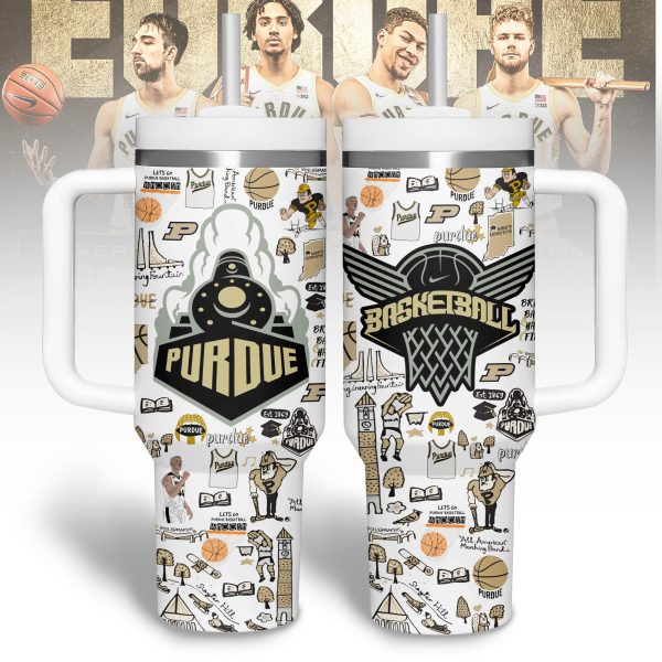 Purdue Boilermakers basketball NCAA Custom Stanley Quencher 30oz-40oz Stainless Steel Tumbler Hot And Cold Tumbler - Image 2