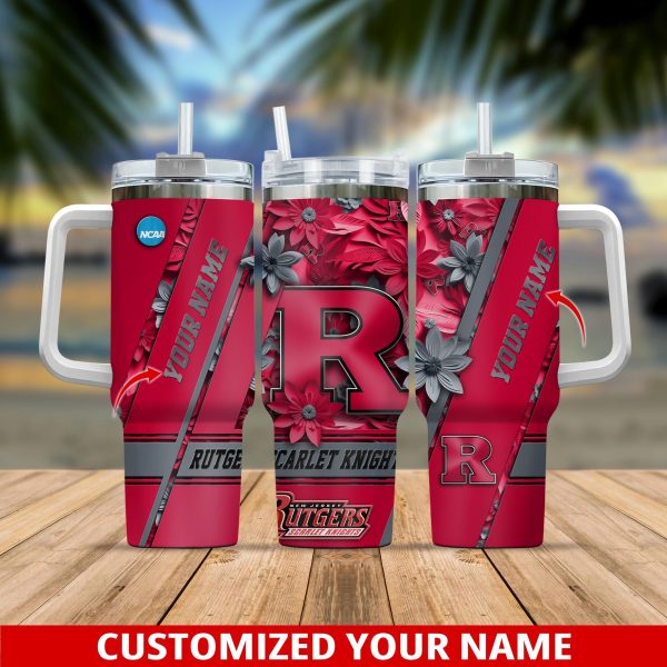 Rutgers Scarlet Knights NCAA Custom Stanley Quencher 30oz-40oz Stainless Steel Tumbler Hot And Cold Tumbler