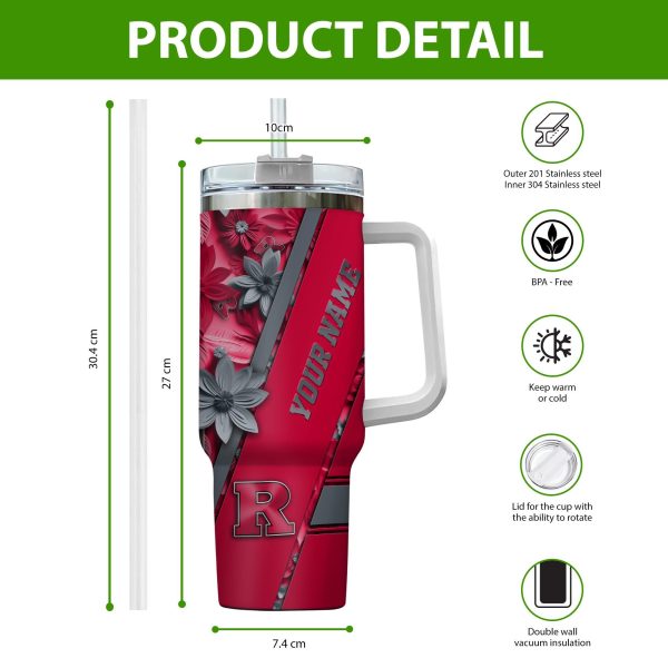 Rutgers Scarlet Knights NCAA Custom Stanley Quencher 30oz-40oz Stainless Steel Tumbler Hot And Cold Tumbler - Image 2