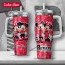 NCAA Rutgers Scarlet Knights Mickey And Minnie Couple Custom Stanley Quencher 30oz-40oz Stainless Steel Tumbler Hot And Cold Tumbler