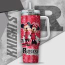 NCAA Rutgers Scarlet Knights Mickey And Minnie Couple Custom Stanley Quencher 30oz-40oz Stainless Steel Tumbler Hot And Cold Tumbler