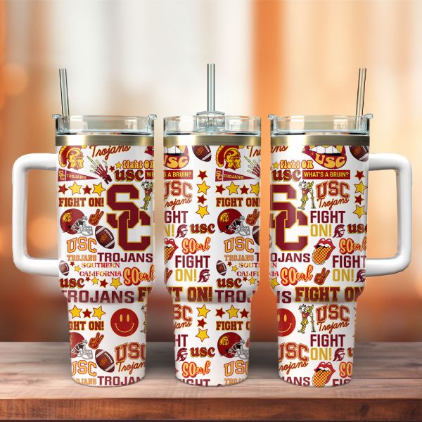 USC Trojans NCAA Custom Stanley Quencher 30oz-40oz Stainless Steel Tumbler Hot And Cold Tumbler