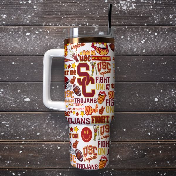 USC Trojans NCAA Custom Stanley Quencher 30oz-40oz Stainless Steel Tumbler Hot And Cold Tumbler - Image 2
