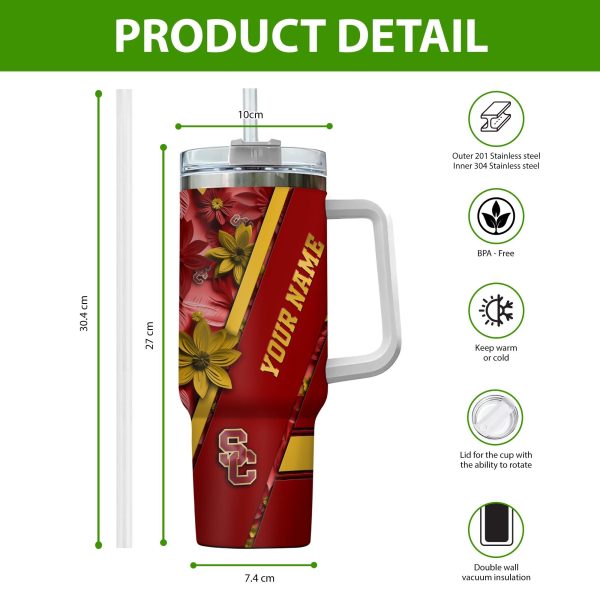 USC Trojans NCAA Custom Stanley Quencher 30oz-40oz Stainless Steel Tumbler Hot And Cold Tumbler - Image 2