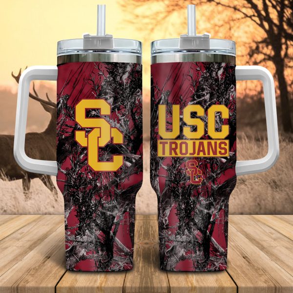 USC Trojans NCAA Hunting Custom Stanley Quencher 30oz-40oz Stainless Steel Tumbler Hot And Cold Tumbler